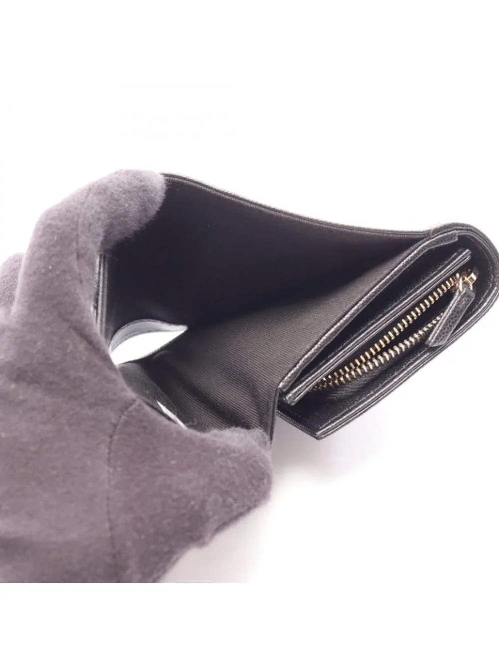 Chanel Bifold Wallet CC Logo Black Caviar Leather